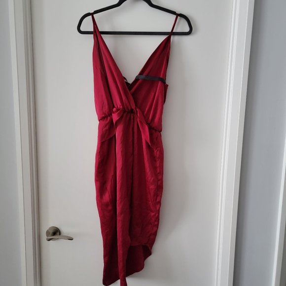 Pretty Little Thing Satin Wrap Tulip hem dress - Picture 1 of 2
